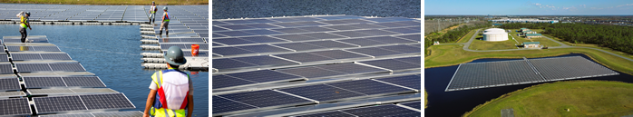 Photos of floating solar panels