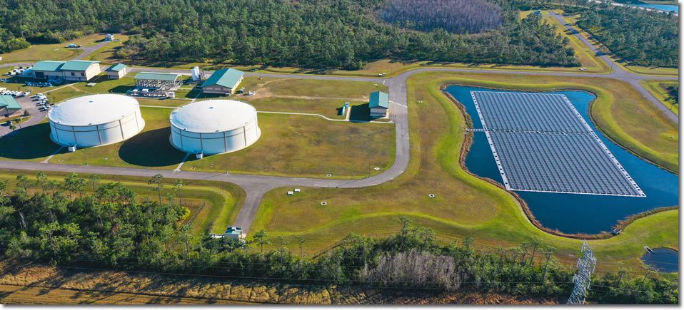 Aerial view of a water treatment plant