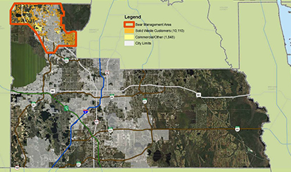 a map highlighting a bear management area